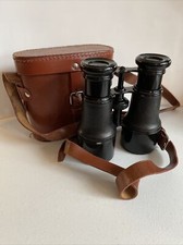 Vintage Black Binoculars France With Leather Carry Case Extends