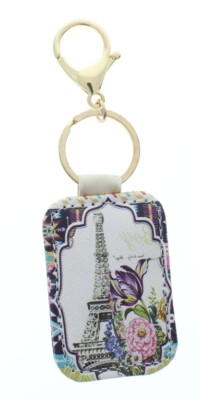 Paris Eiffel Tower Garden Framed Collage with Gold Tone Accents Key Chain Fob Ph