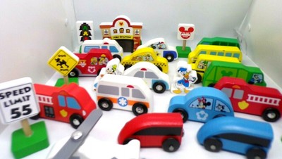 melissa and doug mickey mouse deluxe wooden vehicle set