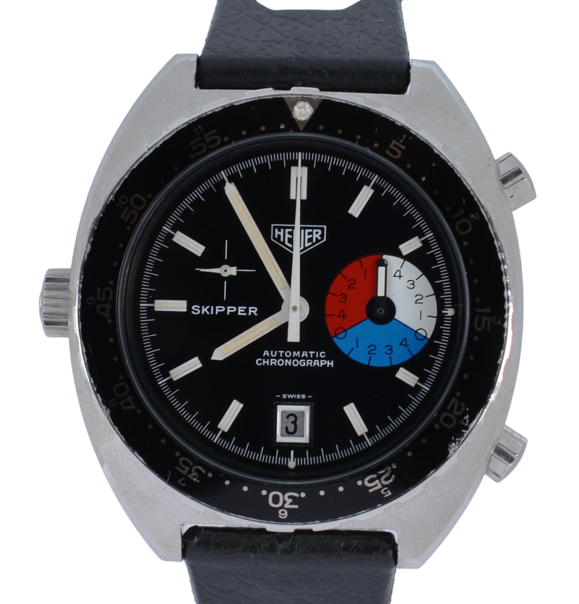 Vintage 1970s Heuer Skipper 42mm Chronograph Watch! Reference
