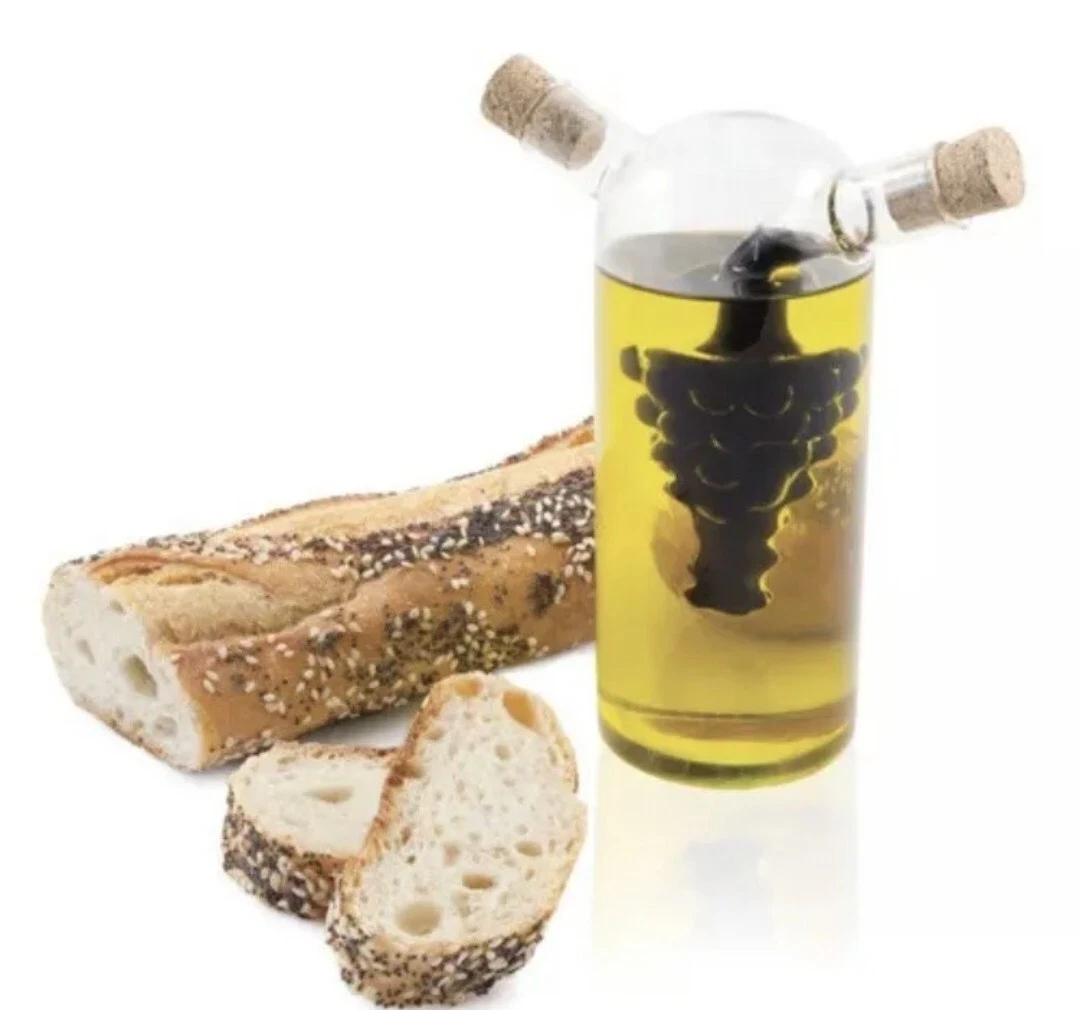 Twine Rustic Farmhouse Oil & Vinegar Grapevine Cruet Hand-Blown Glass Box