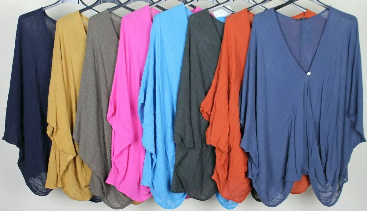 New Ladies Summer Lagenlook Quirky Plain Oversized Unusual Wrap Twisted Top