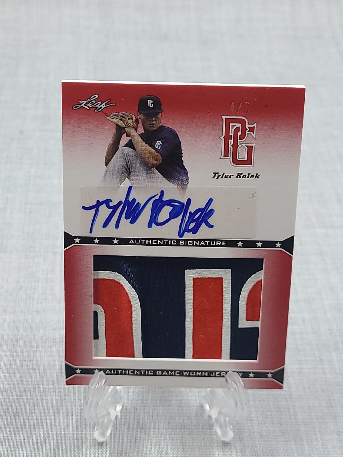 2013 Tyler Kolek 4/5 Leaf Perfect Game #JA-TK2 Jersey Autograph Rookie RED