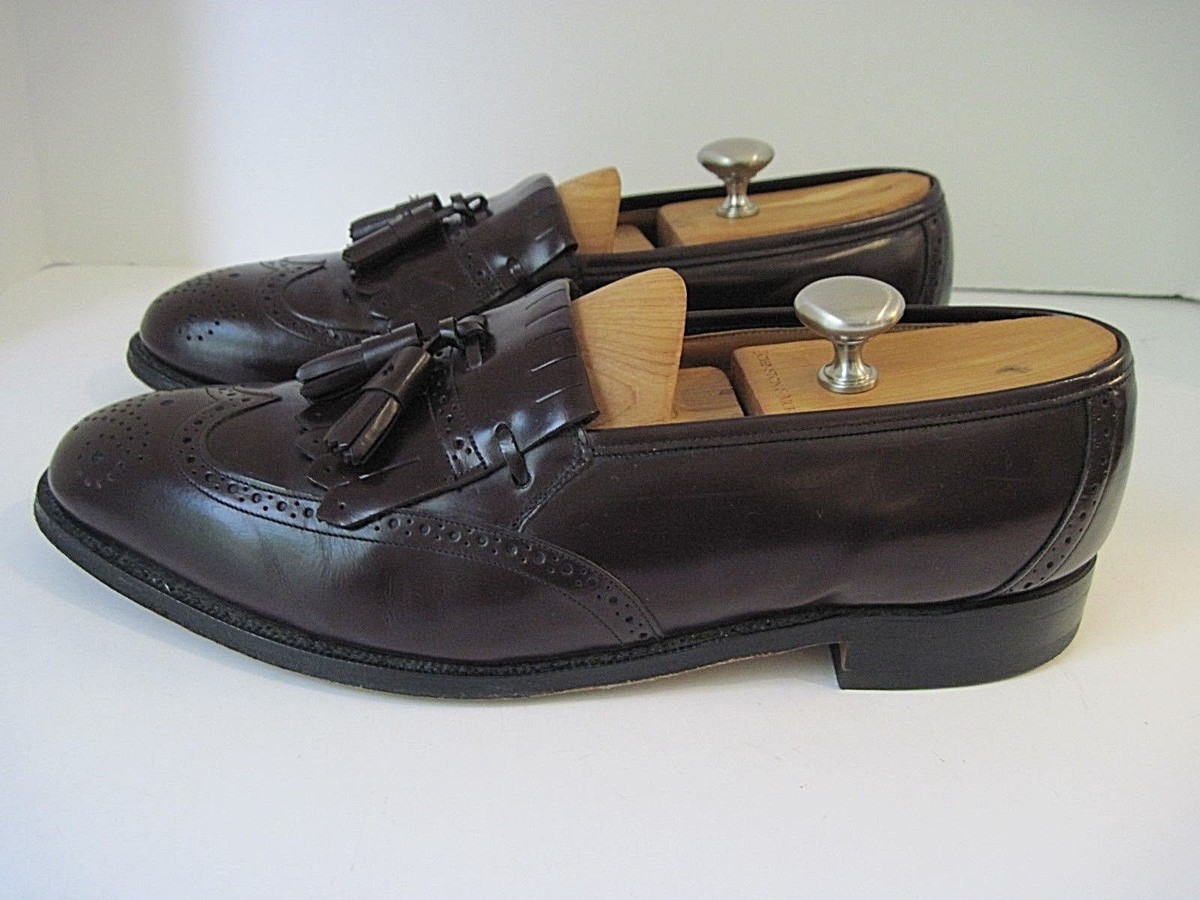 Johnston Murphy Optima Burgundy Wingtip Tassel Loafers Brogue Shoes Mens 12  D/B