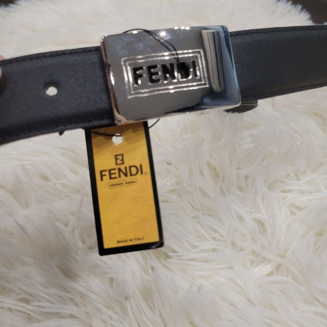 FENDIベルト FENDI Fendi Black Silver Logo Belt Pants Suit Box - Men's