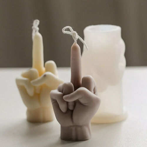 3D Handgeformte Silikonform Mittelfinger Geste Kerzenform Neu