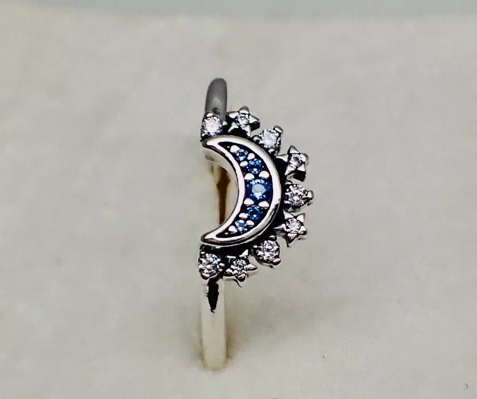 Pandora Celestial Blue Sparkling Moon Ring