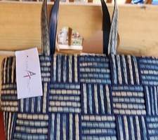 Nuevo con etiquetas Bolso Cartera Tejido Alma Tonutti Azul Marino y Verde Azulado Hecho en Italia NUEVO #0359~