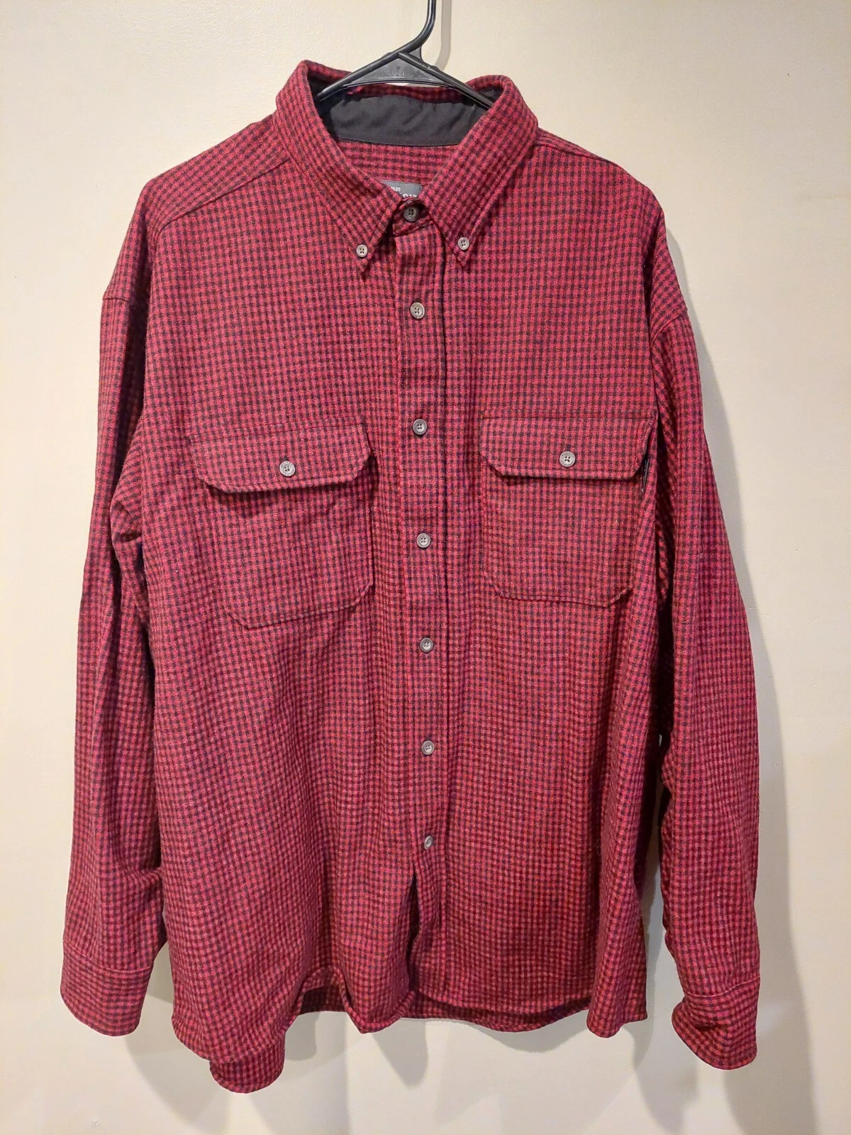 Woolrich Flannel Shacket Mens XL Red Black Camping Hiking Cabincore Lumberjack