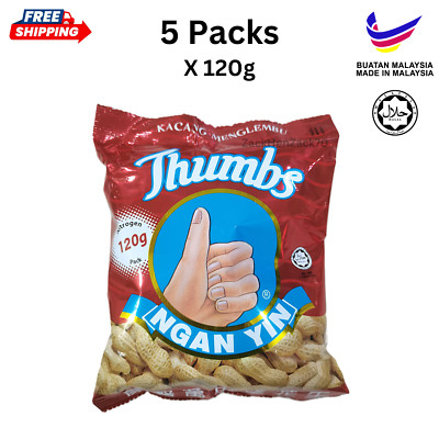 5 Packs Ngan Yin Hand Thumbs Brand Original Classic Roasted Groundnut Cap Tangan