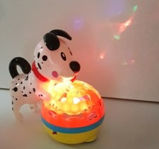 BUMP & GO BATTERY OPERATED DOG PET FLASHING LIGHT AND SOUND TOY FOR KIDS white