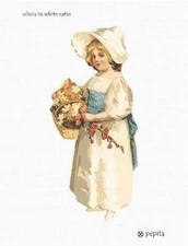 Olivia in White Satin Needlepoint Canvas