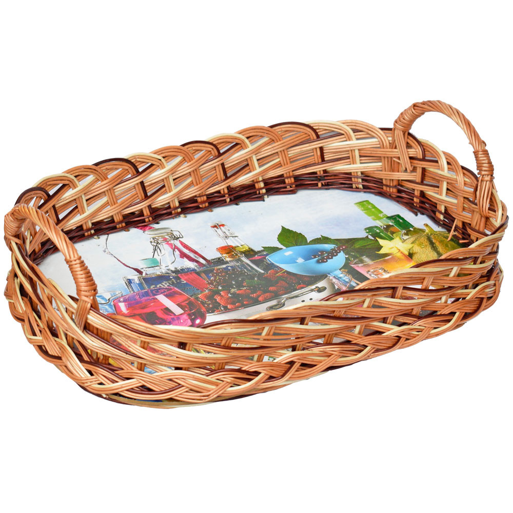 Dunkelbraunes Weidentablett XXL – Rechteckig, Mit Tragegriff, 60x50x12 Cm, Für Brot, Deko & Mehr