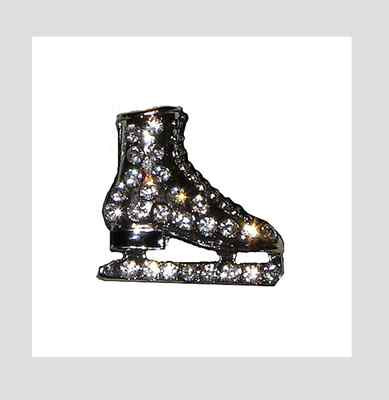 ICE SKATE SLIDE CHARM ONLY crystal 3/8'' 9mm band bracelet skating figure skater