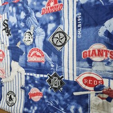 MLB Baseball Teams 1996 Bibb Company USA Full Flat Sheet Vintage Material 