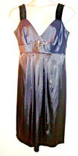 Simply Vera Wang Women's Pewter Satin Dress Velvet Straps Gems Size 16