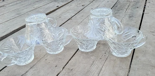 Lot Of 6 Anchor Hocking Star of David Vintage Punch Bowl Replacement Cup Glass