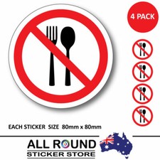 No Food Eating warning sticker--decal-safety sticker