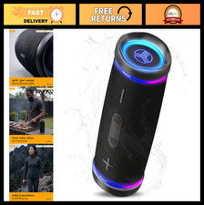Waterproof Bluetooth Speaker 30W Deep Bass, RGB Light, 20H Playtime, TWS Pairing