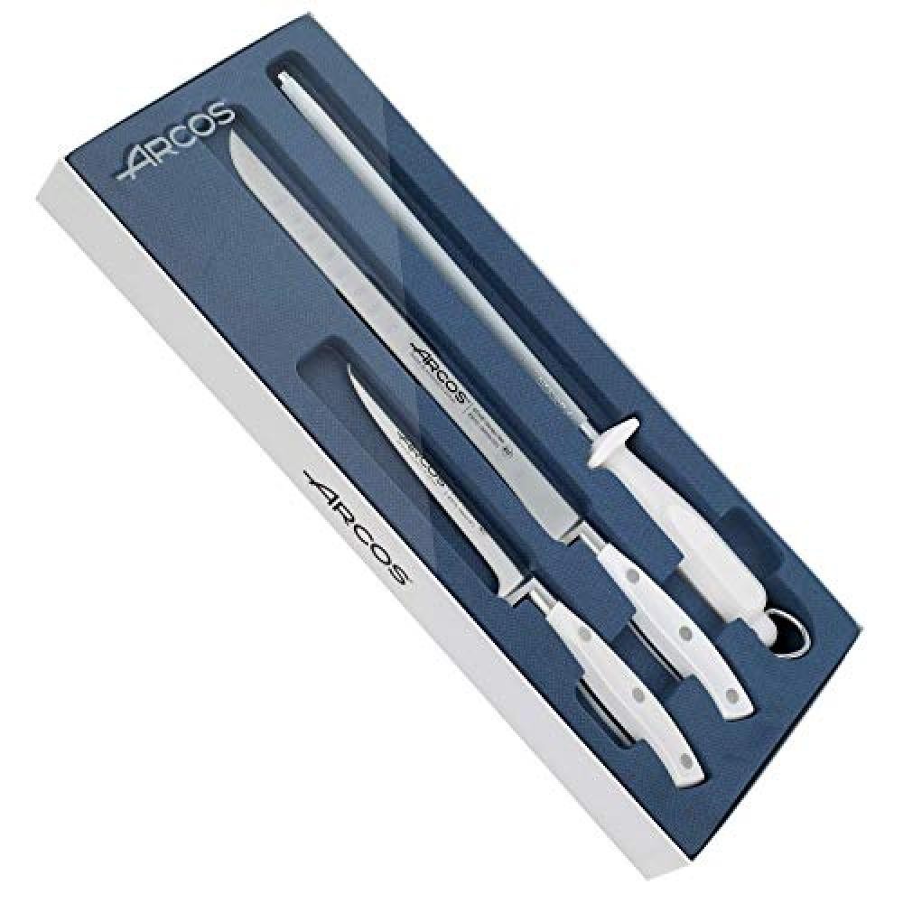 (TG. 3 Piezas + Cubre Jamón) Arcos Riviera Blanc, Set di Prosciutto 3 pezzi, Ac