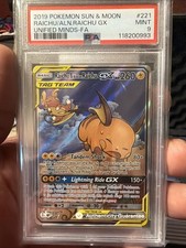 2019 Pokémon SM Raichu/Alolan Raichu GX Unified Minds FA #221 PSA 9 MINT
