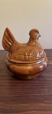 Vintage 1960s California USA Pottery Hen on Nest Soup Tureen CF37 MINT With Box