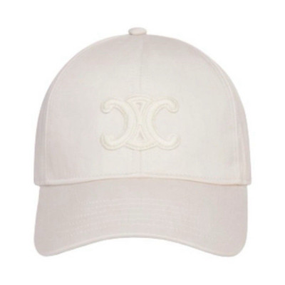 Rare Celine Triomphe Baseball Cap Hat White M- Free Gift With Purchase