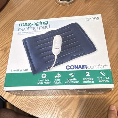 Conair Comfort Massaging Electric Heating Pad w/ Remote, Blue 11.5x24