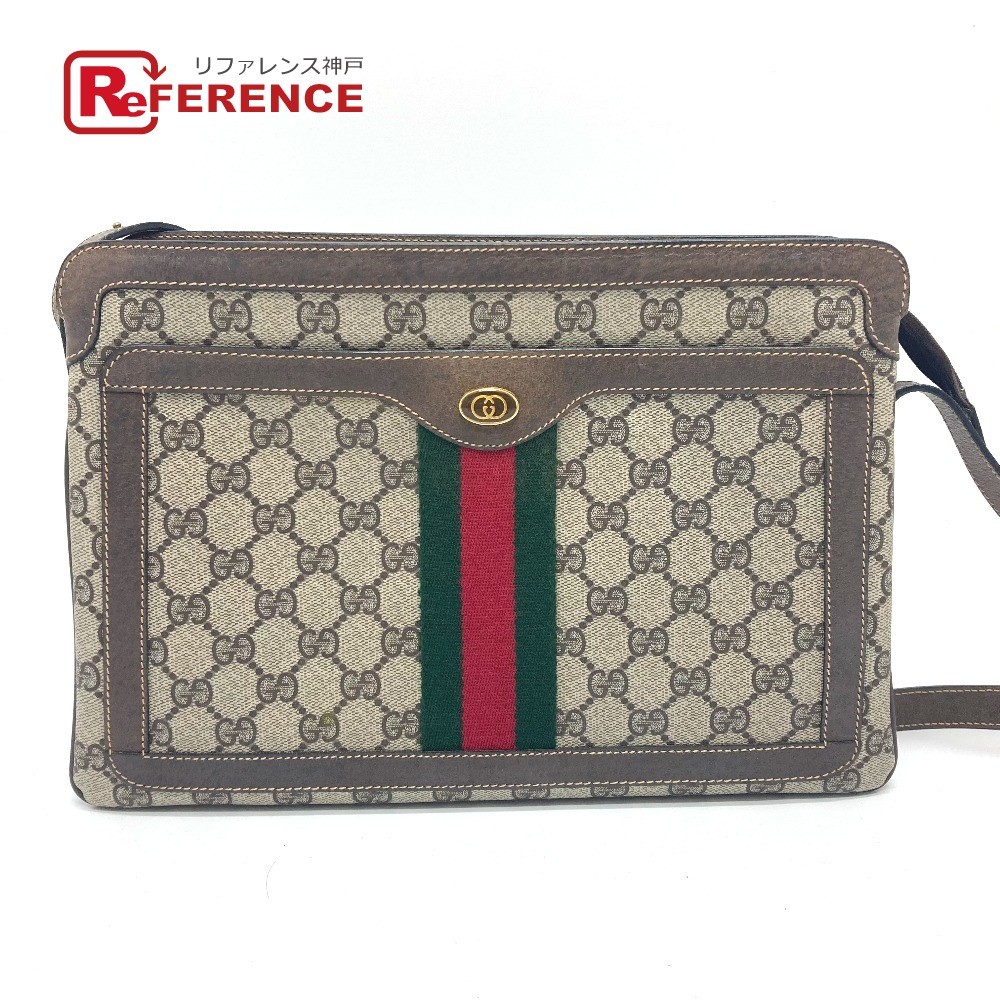 Gucci 378 Sherry Line Canvas Crossbody Bag in Brown - Preowned Y0720