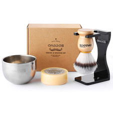Shaving Brush Synthetic Badger and 100G Shaving Soap with Bowl Stainless Steel,B
