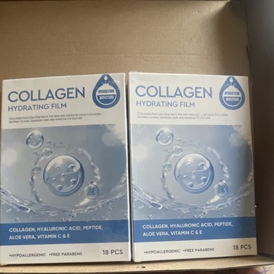 Collagen Hydrating Film Face Mask Sheets 18 PCS Hyaluronic Acid Paraben-Free