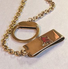 Vintage Mobil Oil Pegasus 18 Inch Gold Tone Watch Fob Chain