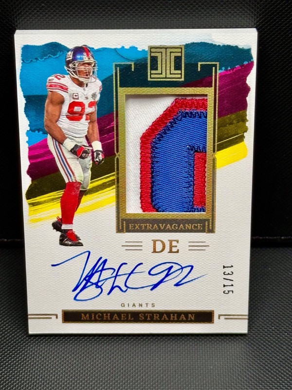MICHAEL STRAHAN 2023 Panini Impeccable Extravagance Patch Auto /15 HOF GIANTS