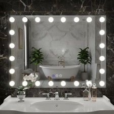 Lowixi Hollywood 24x36 Bathroom LED Mirror Gold Lighted Mirror 3 Colors Stepless