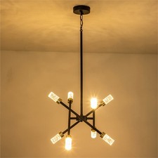 Modern Sputnik LED Chandelier Black Brass 8-Light 25W 3000K Crystal Pendant