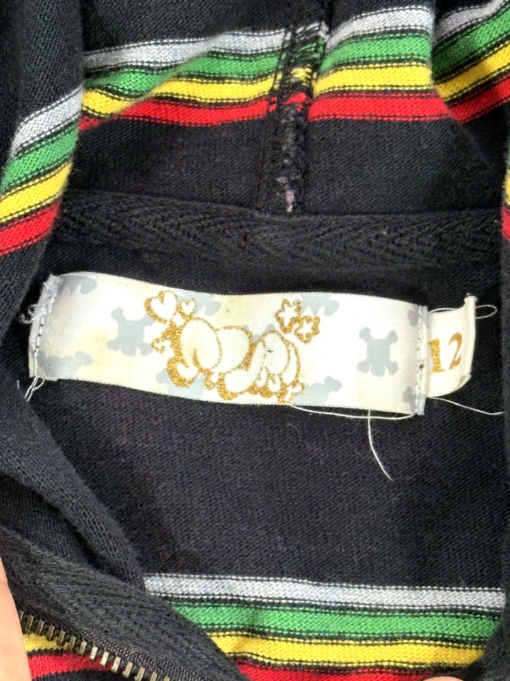 Женская куртка с капюшоном STUSSY размер 12 черные полосы Rasta на молнии хлопок - Изображение 4 из 4