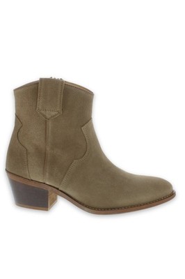 Stiefeletten Western Boots Myra Damen Kalbveloursleder Taupe 36-42