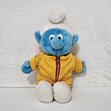 PEYO 1981 Smurf Plush 12" Wallace Berrie with yellow Jogging Suit