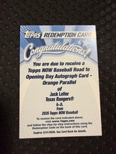 Topps NOW Jack Leiter Redemption Card