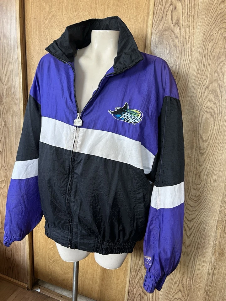 J Logo 7 Tampa Bay Devil Rays Windbreaker Full Zip Jacket Vintage Sz M Bn 220 - Image 2 of 4