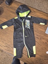 Nike Baby Boy Therma-FIT Hooded Full-Zip Coverall - Gray  Volt Tracksuit