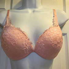 Frederick's of Hollywood Push-Up Underwire Floral Lace Bra Pink 36B