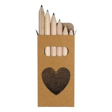6 x 'Fingerprint Love Heart' Short Colour Pencils PE00086898