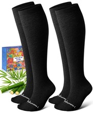 Bamboo Viscose Compression Socks for Women Men, Black, 2XL