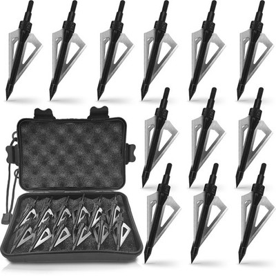 AREYCVK Archery Broadheads, 100 Grains Screw in Arrow 3 Blades Black 