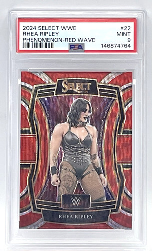 RHEA RIPLEY - 2024 PANINI WWE SELECT PHENOMENON RED WAVE #121/149 - PSA 9 MINT