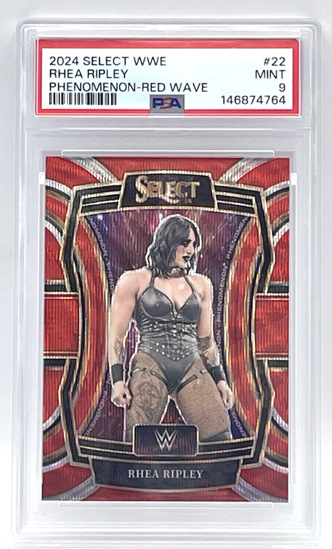 RHEA RIPLEY - 2024 PANINI WWE SELECT PHENOMENON RED WAVE #121/149 - PSA 9 MINT