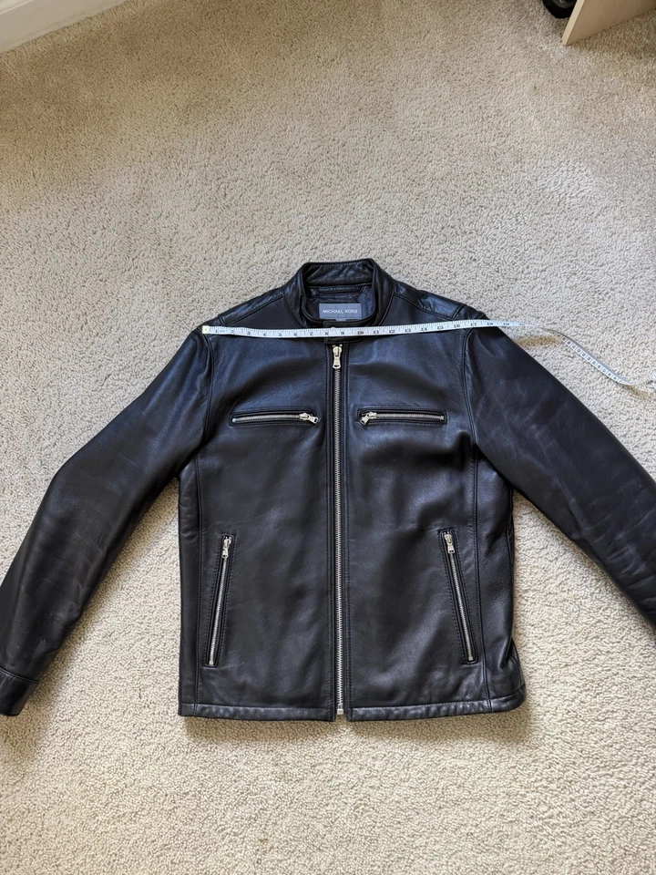 Michael Kors Leather Jacket Cafe Racer Style Men's small Size - Image 3 of 4
