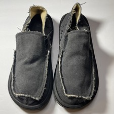 Sanuk Vagabond Sidewalk Surfer Men  s Size 8 Charcoal Black Slip-On Loafers Shoes