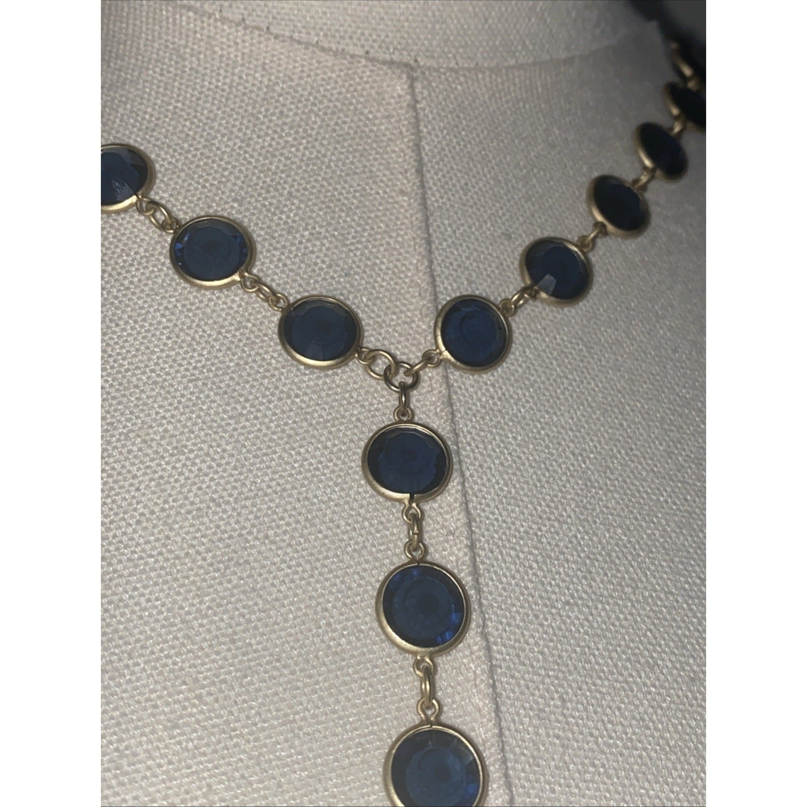Chicos Blue Circle Setting Statement Necklace - image 2